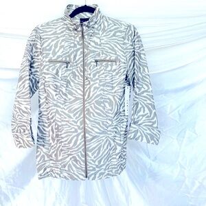 NWT! Tribal Tailored White and Silver Zebra Rain Jacket